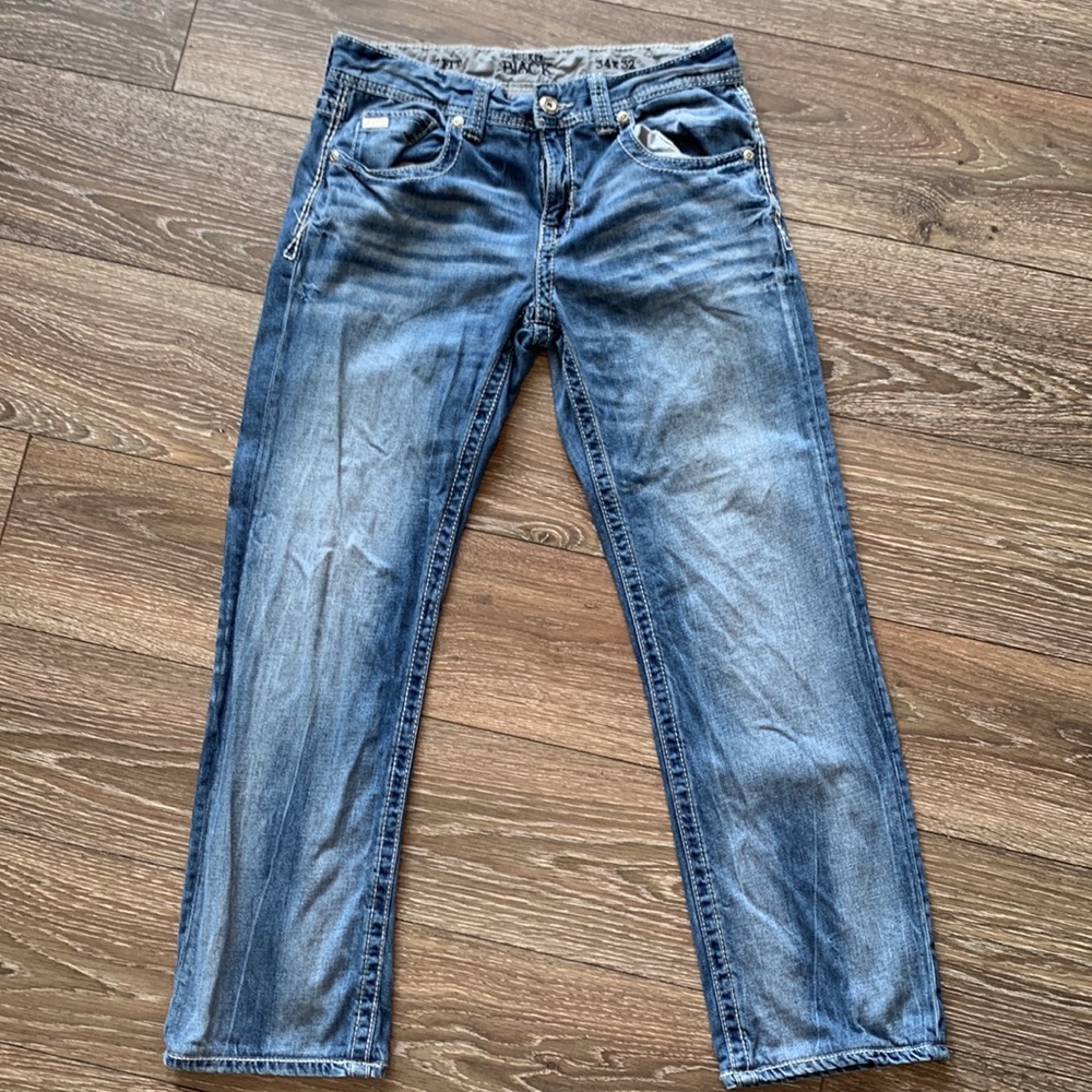 Like New Buckle Black 7FIT Bootcut Blue Jeans size 34r